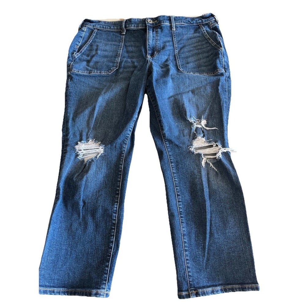 Torrid Boyfriend Jeans Plus Size 20R Blue Curvy Lightwash Stretch Destroyed Pant